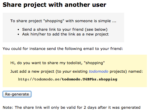 Project share view